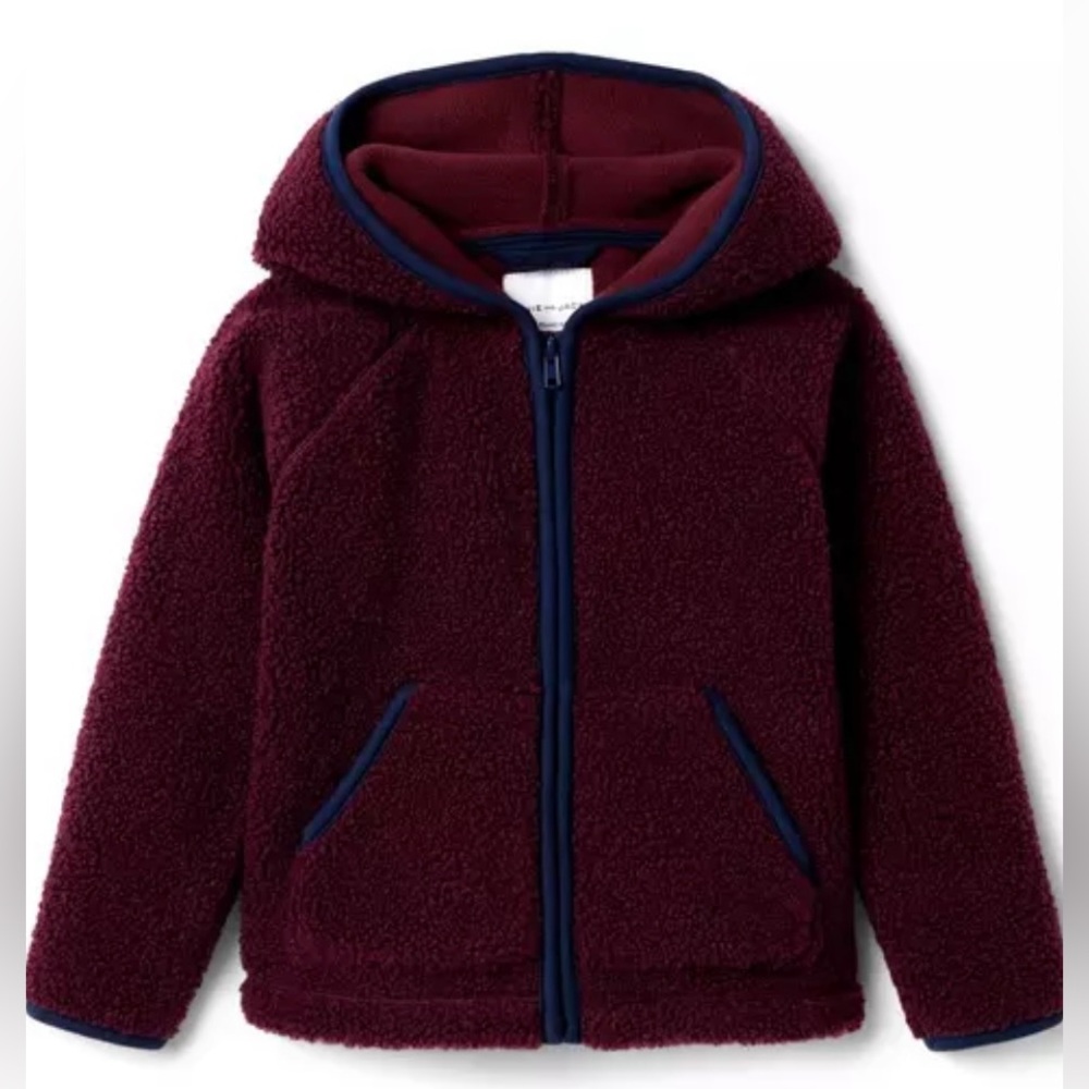 SOLD-Like new 2t Janie and Jack burgundy & navy blue blounce zip hoodie